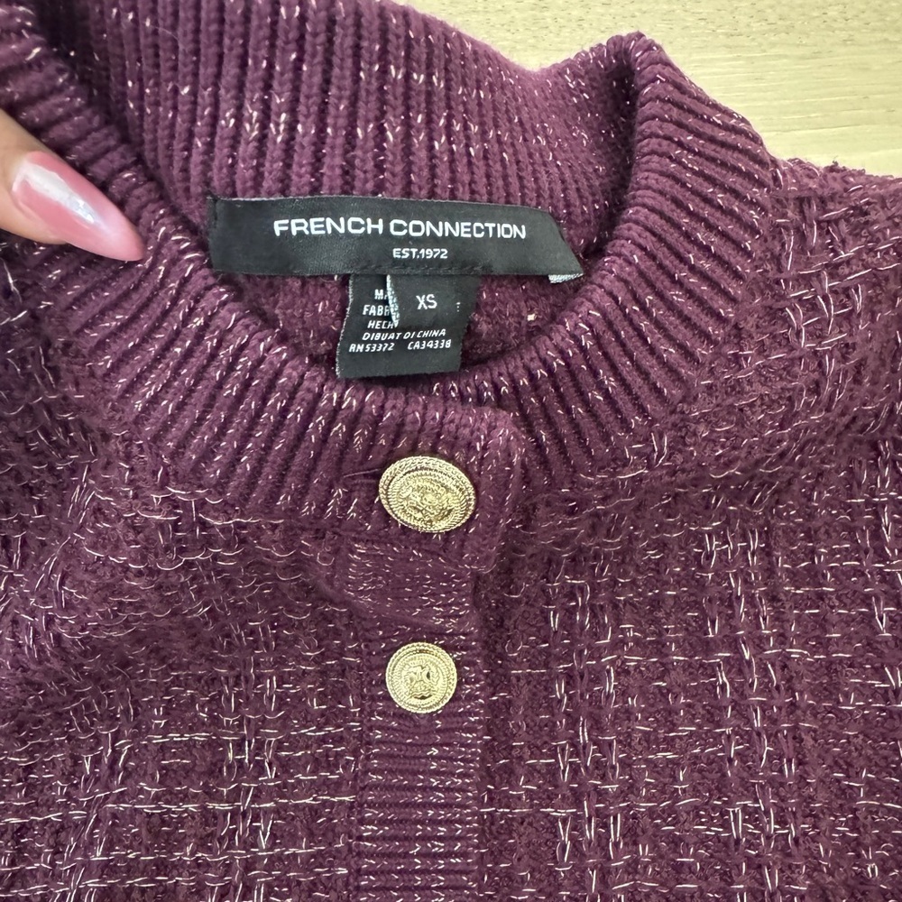French Connection Metallic Tweed Knit Cardigan - Picture 4 of 6